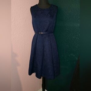 Elegant Navy Blue Sleeveless Dress